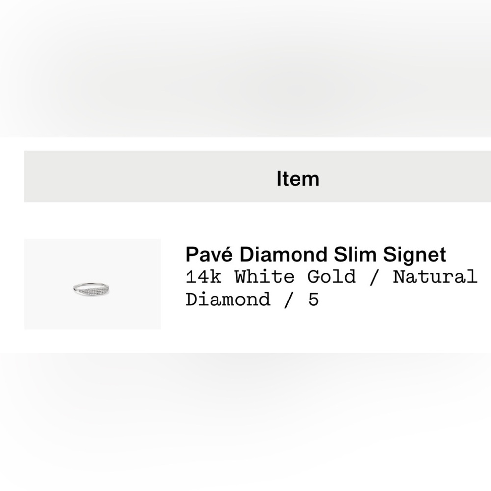 Pavé Diamond Slim Signet Ring in White Gold